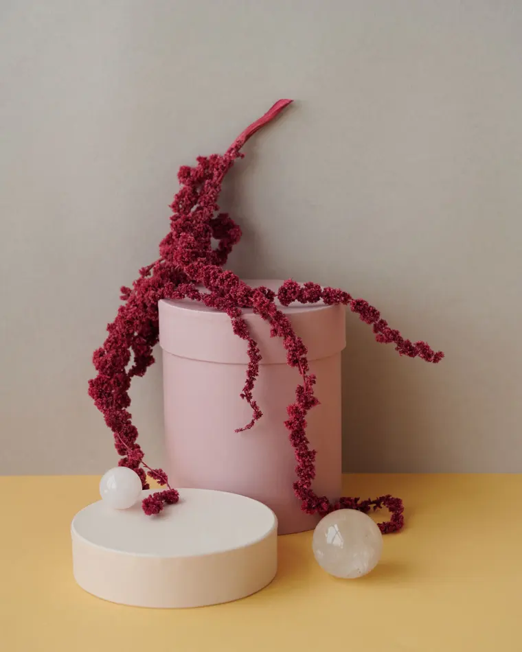 Artificial Amaranth and Glass Ball Ornaments