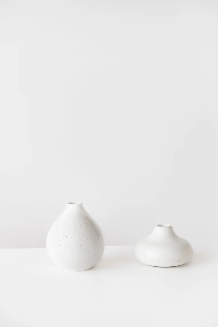 White Ceramic Chicken Figurine on White Surface